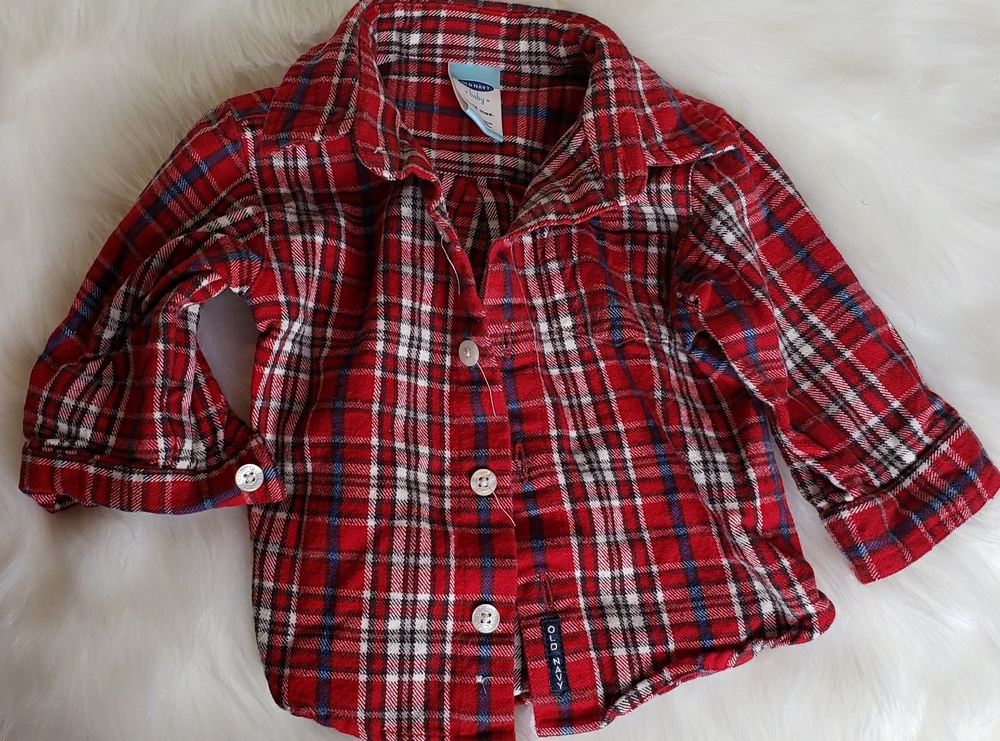 Red Plaid infant Old Navy Boy Button Down Shirt